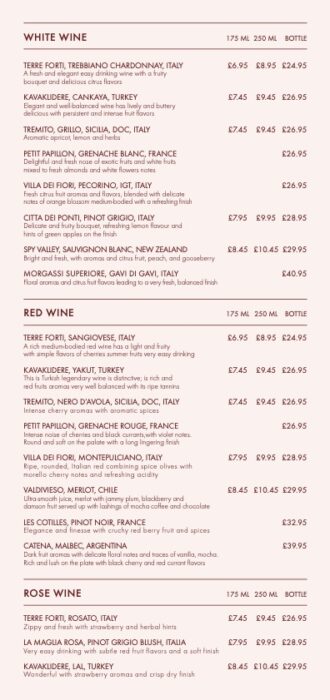 WINE & DRINKS MENU – Lydia Brasserie